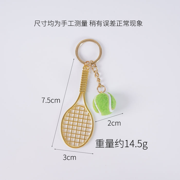 Wholesale Metal Tennis Racket Keychain Pendant Silver Blue Modern Minimalist Fashion Accessory MOQ≥2
