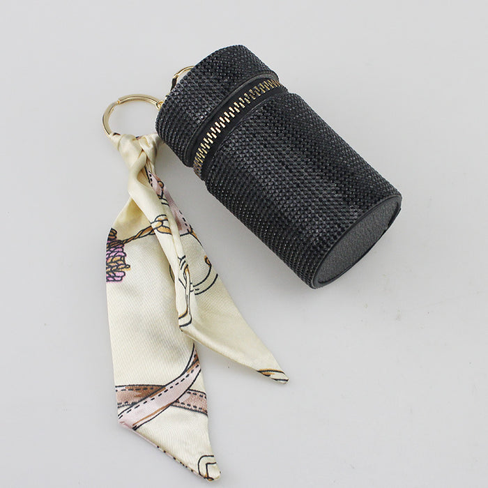 Wholesale Purple Rhinestone Lipstick Perfume Bottle Keychain Bag Charm Everyday Car Key Accessory