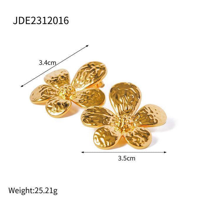 Wholesale 18k Gold Stainless Steel Flower Earrings JDC-ES-JD355