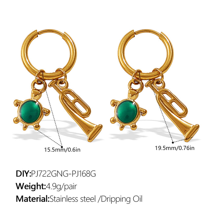 Wholesale Ocean Wind Oil Drop Octopus Turtle Pendant Earrings Stainless Steel Plated Cute Earrings