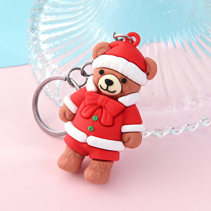 Wholesale 10PCS PVC Christmas Tree Snowman Doll Keychain JDC-KC-AQing011