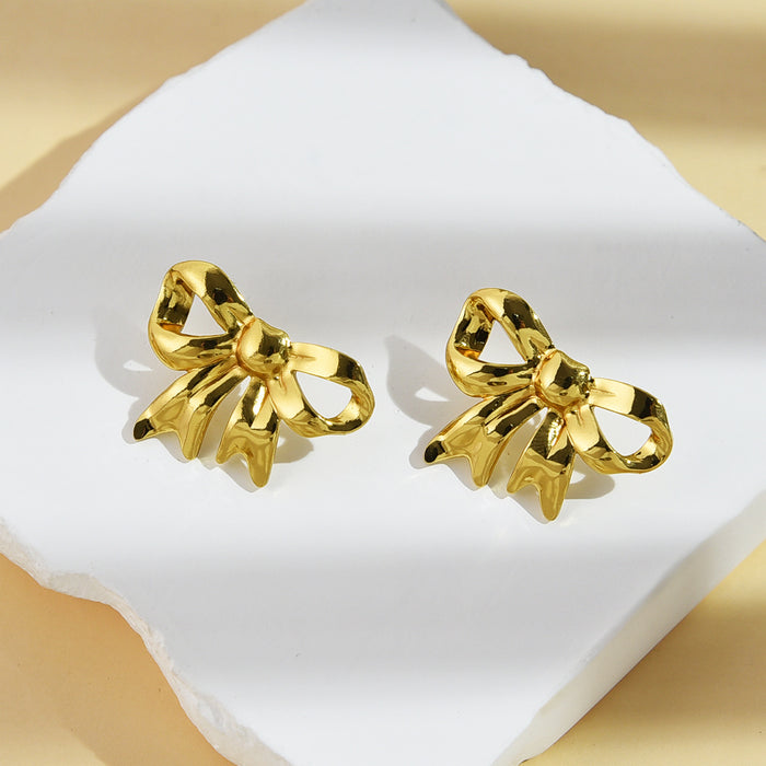 Wholesale Stainless steel bow new earring design trend versatile titanium steel temperament earrings wholesale