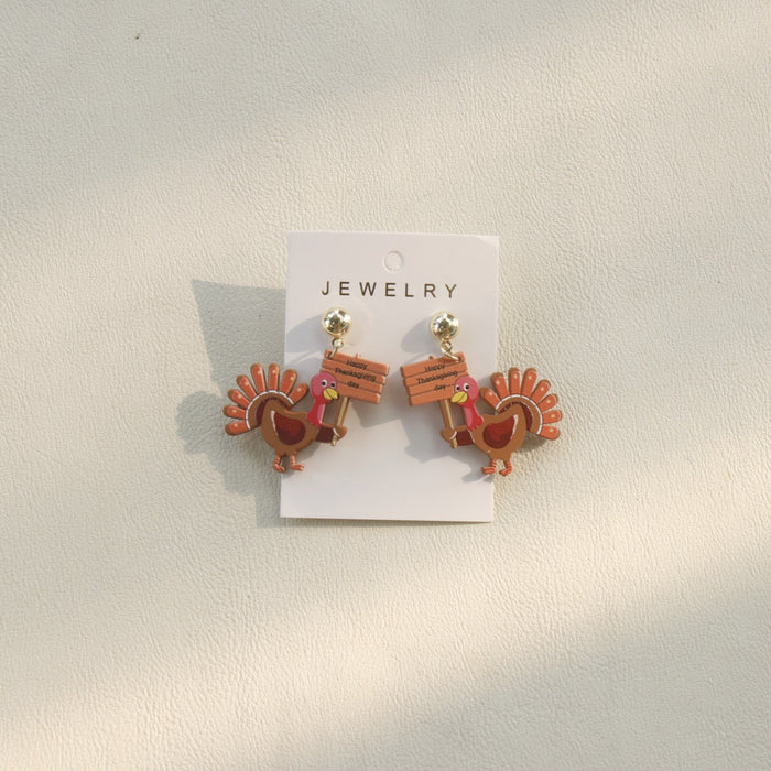Wholesale Turkey Thanksgiving Acrylic Drop Earrings