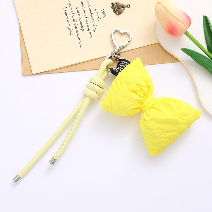 Wholesale Leather bow heart pendant luggage keychain lanyard accessories single buckle tassel pendant accessories