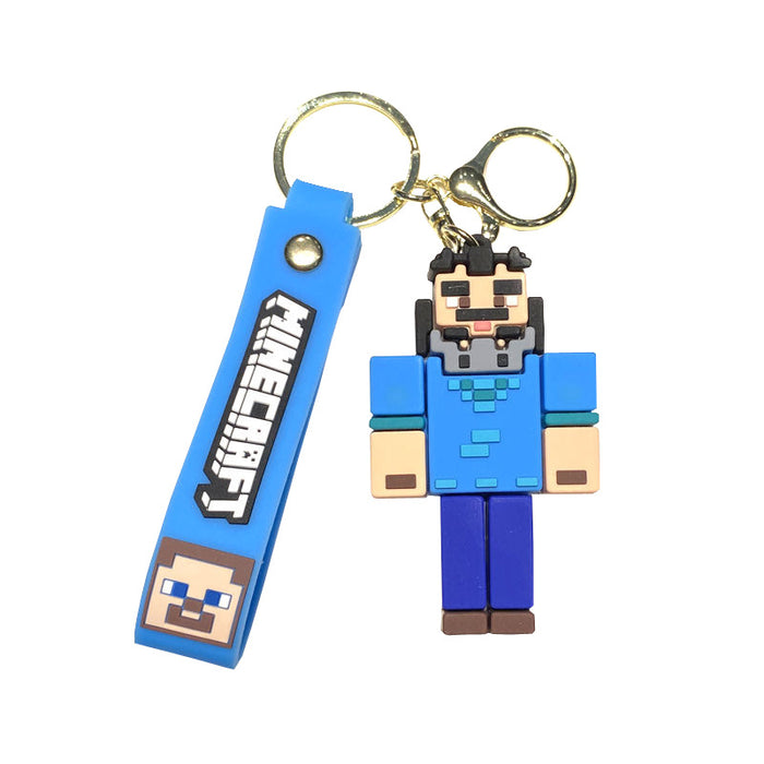 Wholesale Cartoon character PVC building block figurine keychains