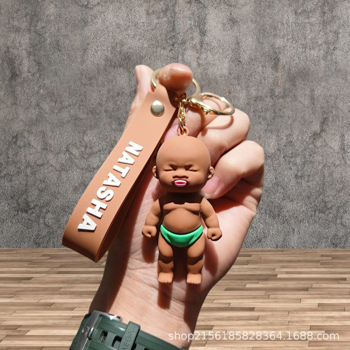 Wholesale 2pcs Cute 3D Doll Black Doll Toy Keychain