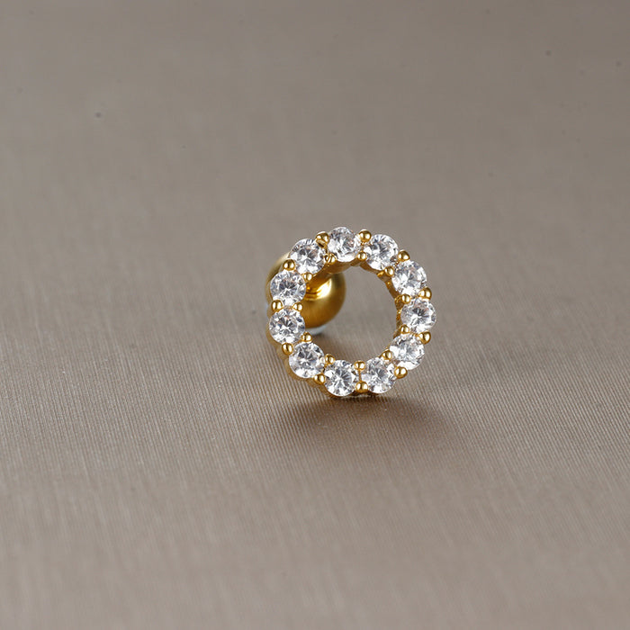 Wholesale Jewelry Stainless Steel Ear Nail Zircon Ball Screw Women