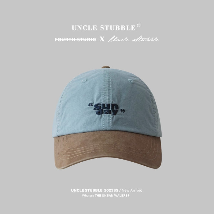 Wholesale Small niche color blocking design duckbill cap, personalized and fashionable outdoor retro sports hat, soft top baseball cap