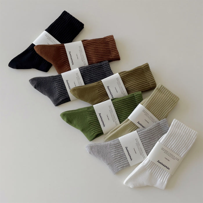 Wholesale Socks Solid color Vertical stripe Middle tube Socks Sports Socks Anti odor and Sweating Cotton Socks Right angle Socks