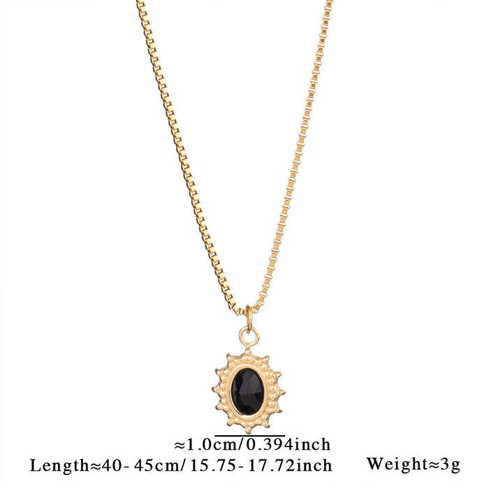 Wholesale Simple natural stone heart necklace versatile and high-end stainless steel necklace paired with blue pine tiger eye stone