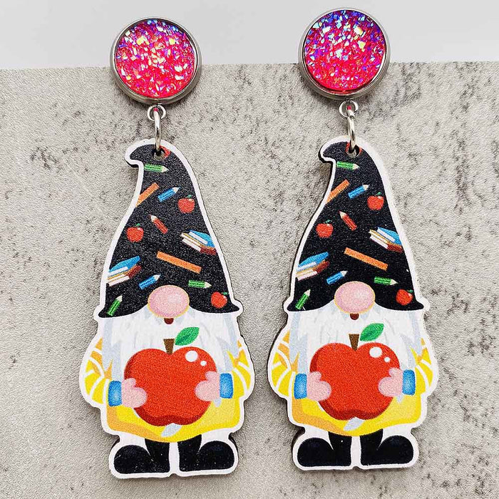 Wholesale Teacher' s Day Earrings Pencil Book Wooden Earrings Glitter Earrings