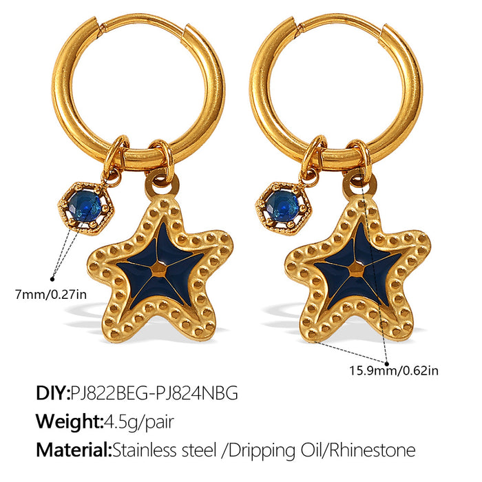 Wholesale Ocean Wind Oil Drop Octopus Turtle Pendant Earrings Stainless Steel Plated Cute Earrings