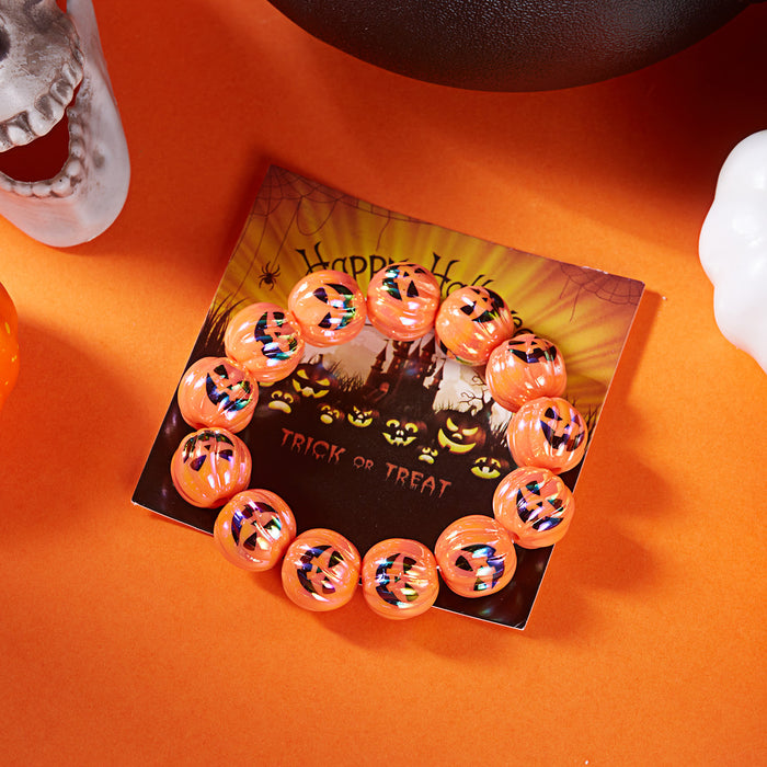 Wholesale  Skull Pumpkin Bracelet Wood Print Handmade Beaded Bracelet