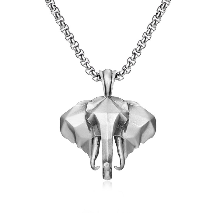 Wholesale Pure Tin 3D Elephant Anti-Rust Titanium Steel Men's Necklace JDC-NE-TuoPu001