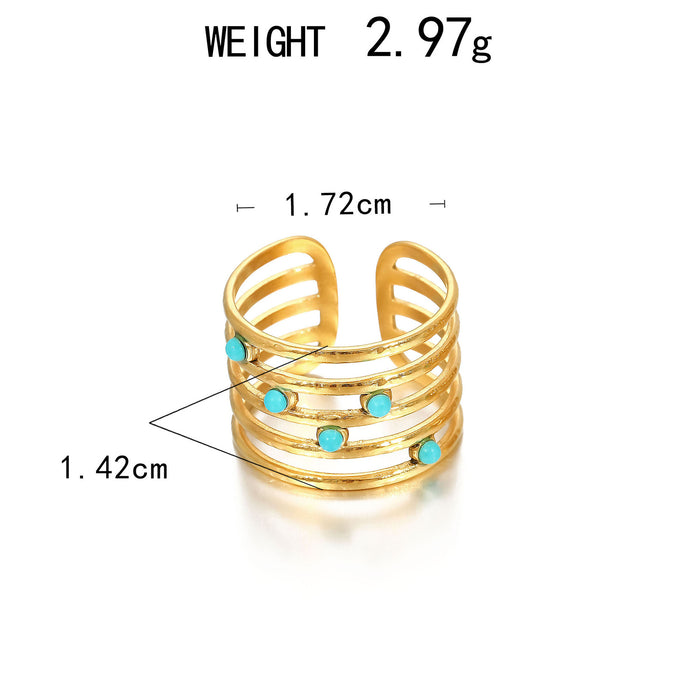 Wholesale Stainless Steel Gold Turquoise Rings