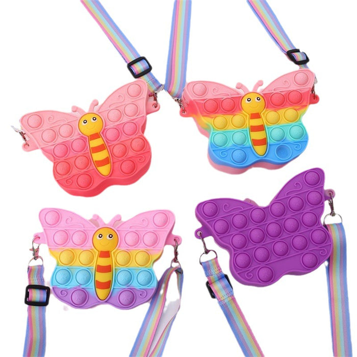 Wholesale  Butterfly Silicone Bag Rodent Killer Pioneer Coin Purse  Shoulder Bag Kidsren's Bag Women's Small Wallet