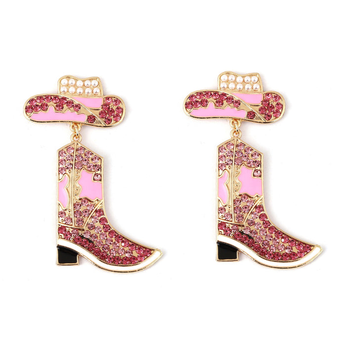 Wholesale alloy boots diamond earrings personality temperament oil earrings