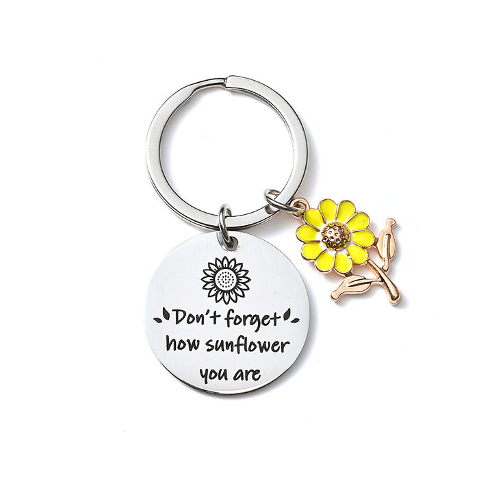 Wholesale Sunflower I AM THE STORM Stainless Steel Keychain JDC-KC-LinHeng004