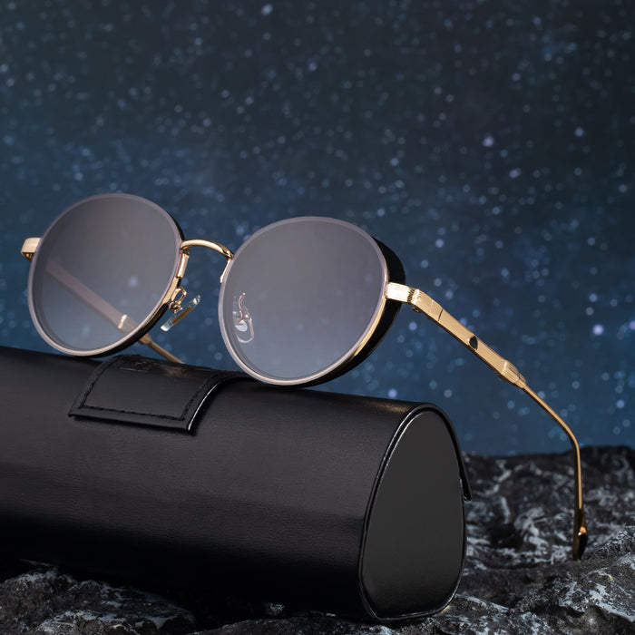 Wholesale Retro oval frame sunglasses side bag small frame sunglasses fashionable metal full frame glasses