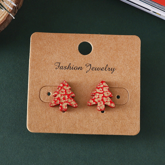 Wholesale Christmas Wood Carved Tree Earrings