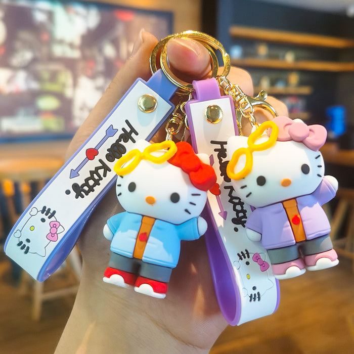 Wholesale Cartoon Keychain Cute  Cat School Key Chain Men's and Women's Bag Small Pendant