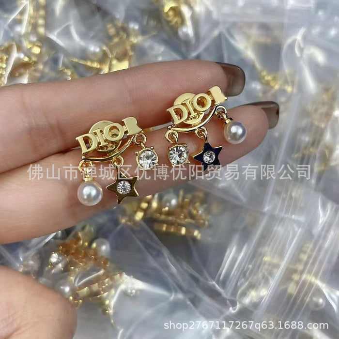 Wholesale letter tassel pearl earrings female