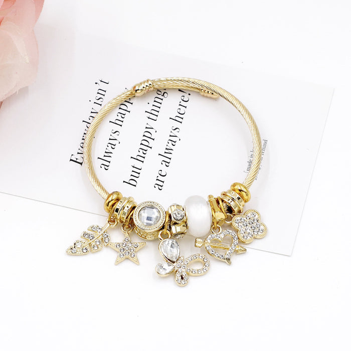 Wholesale Stainless Steel Butterfly Bracelet with Crystal Accents MOQ≥2