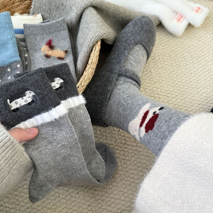Wholesale Cute socks with contrasting colors, thick and warm socks, looped socks, stacked socks