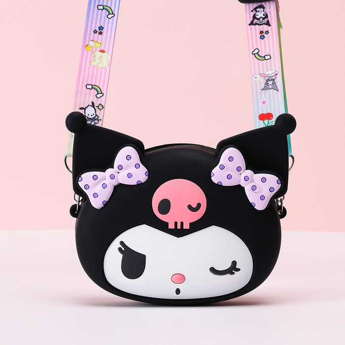 Wholesale Cartoon children's coin purse, three-dimensional silicone crossbody bag, mini cute girl portable bag
