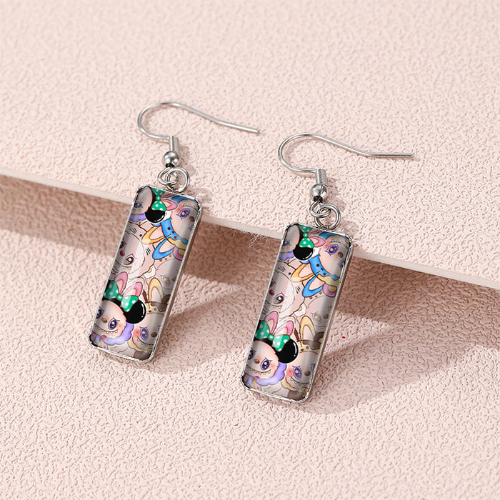 Wholesale Perimeter Earrings Rectangular Pendant Earrings Time Gem Glass Creative Earrings