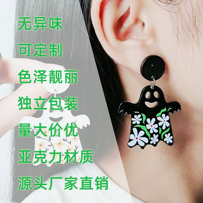 Wholesale  Earrings Earrings Fashion Personalized Acrylic Pumpkin Skull Flower Ghost Earrings Ear Jewelry