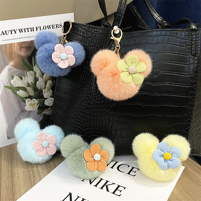 Wholesale Creative Cartoon Head Keychain Cute Plush Bag Pendant Car Key Chain Pendant Accessories Small Gift