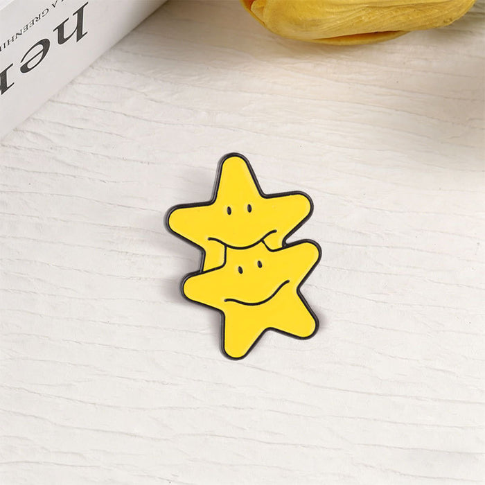 Wholesale Yellow Star Enamel Metal Brooch Cartoon Pin For Bags Clothing Jewelry Accessory