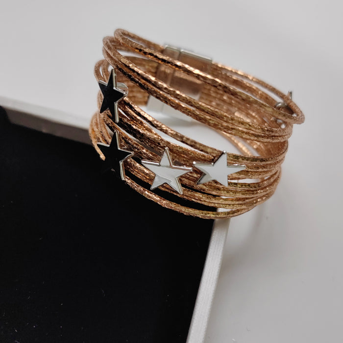 Wholesale Multi layer round bar bracelet, women's fashion bracelet, pentagram accessory, magnetic suction bracelet, wholesale of bracelet