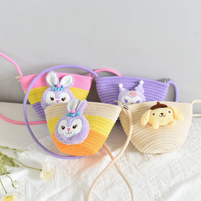 Wholesale  small bag children's straw bag Mini small bag children's shoulder bag beach play messenger bag