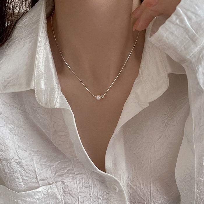 Wholesale Design simple pearl pendant necklace, light luxury, fashionable and high-end, versatile collarbone chain accessory