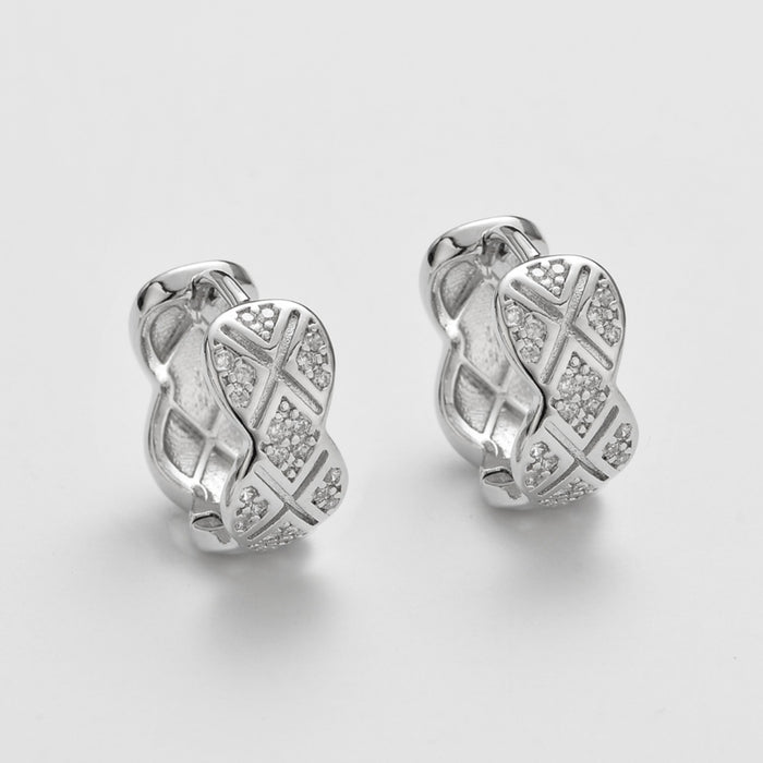 Wholesale Micro-painted zircon diamond pattern C-hoot earrings