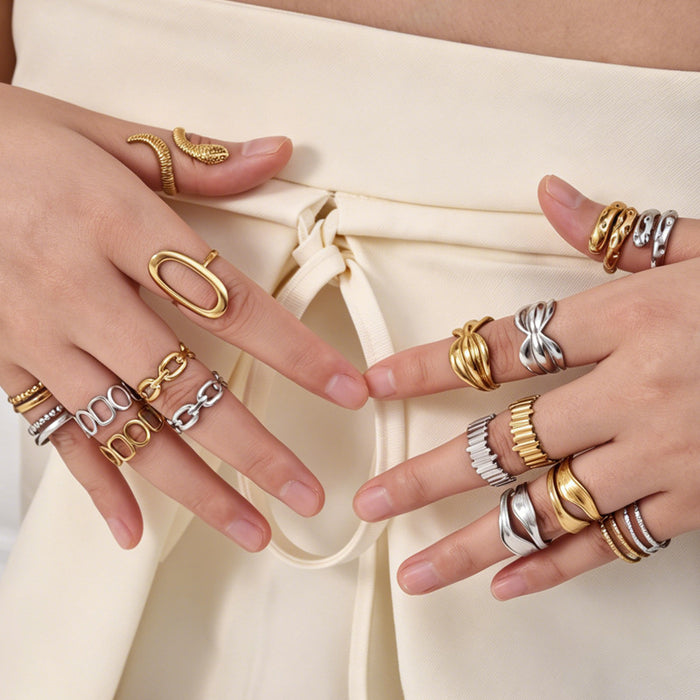 Wholesale A luxurious geometric stainless steel ring