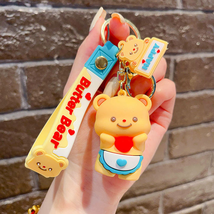 Wholesale   Bear Keychain Cute Silicone  Bear Pendant Cartoon Bag Hanging