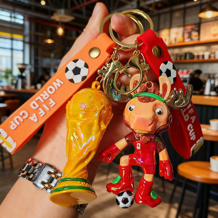 Wholesale World Cup themed electroplated silicone keychains