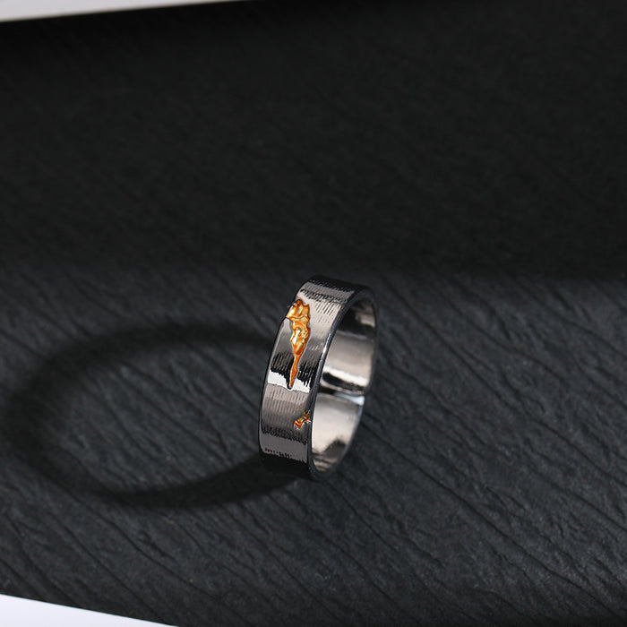 Wholesale Vintage ring, personalized and trendy hand ring, simple living mouth, plain ring, cracked ring