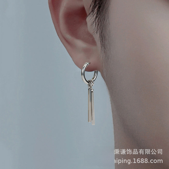 Wholesale Titanium steel earrings with high-end feel, earrings with double sticks, earrings with pendants