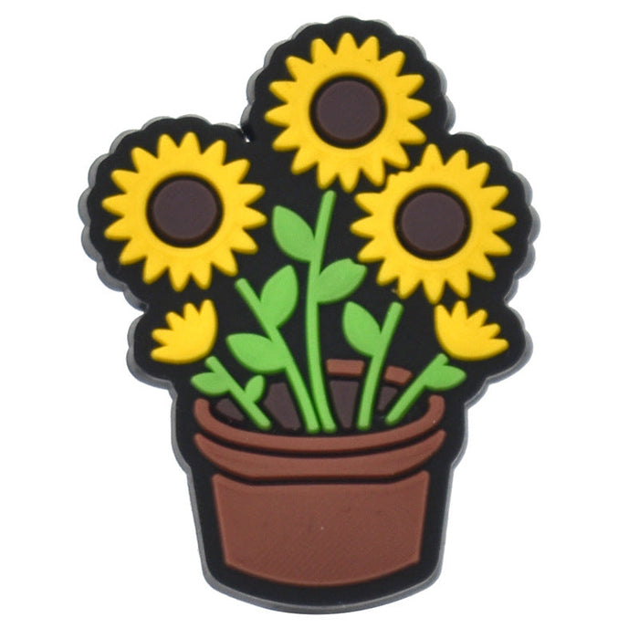 Wholesale 100PCS PVC Cartoon Sunflower Bee DIY Shoe Buckle JDC-SC-RYY012