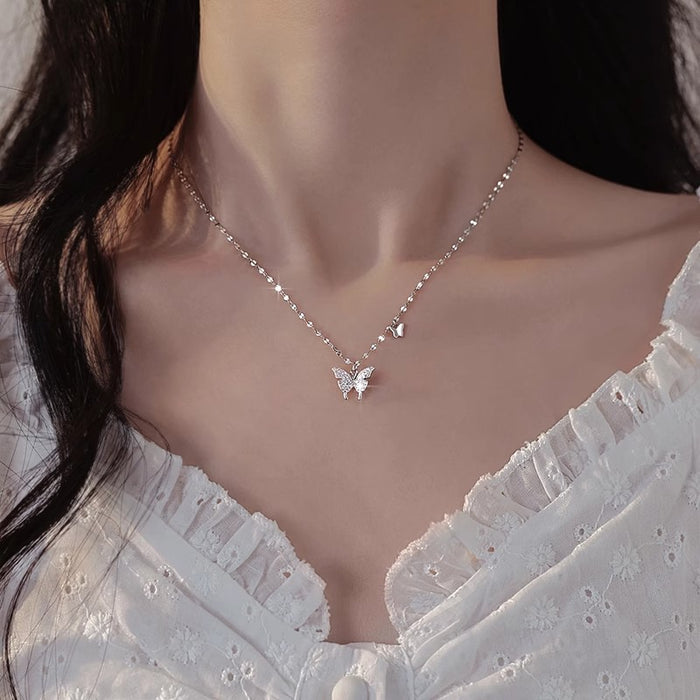 Wholesale Titanium steel butterfly necklace pendant, light luxury necklace, niche collarbone chain, high-end feel