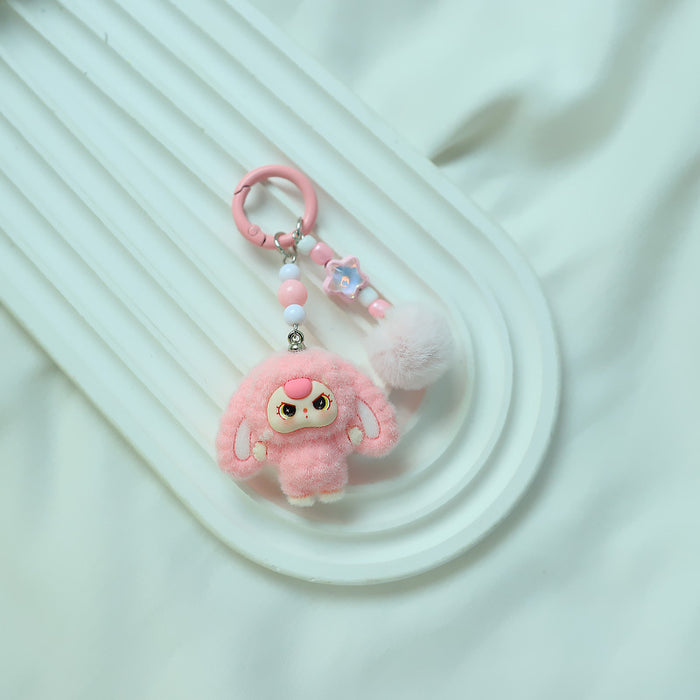 Wholesale Bowknot Flocking Big Ear Cartoon Keychain Schoolbag Pendant