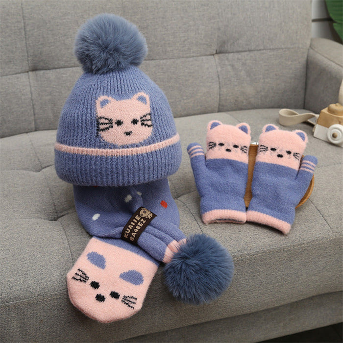 Wholesale Hat Cotton Warm Cute Kitten Scarf Glove Set JDC-FH-JunC003