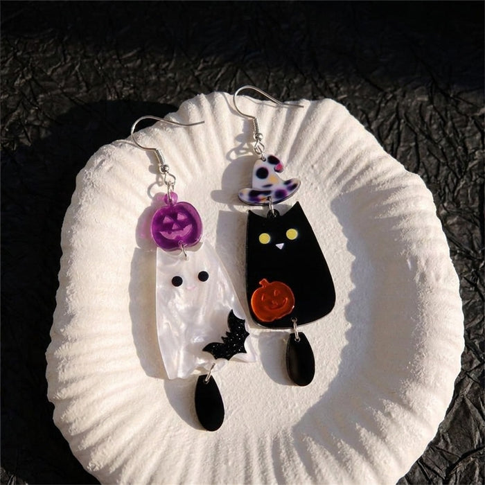 Wholesale Acrylic Ear Studs Cartoon White Skull Ghost Design Party Jewelry