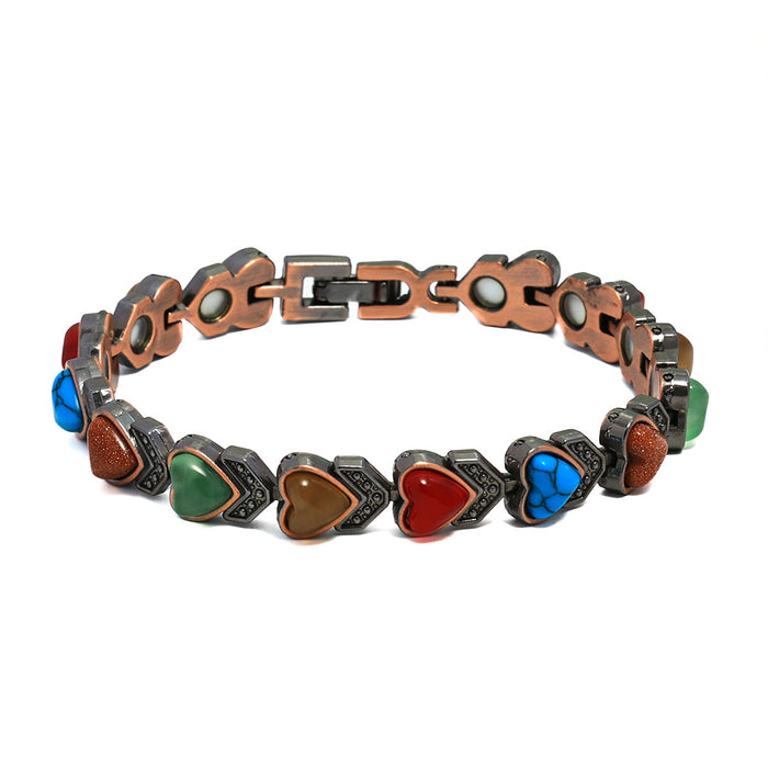 Wholesale Turquoise Magnet Bracelet Antique Red Copper Brushed Retro Bracelet