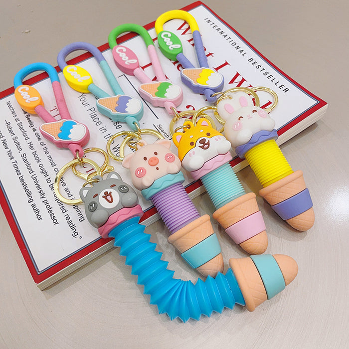 Wholesale Ice Cream Animal Plastic Keychain JDC-KC-ShuoT017