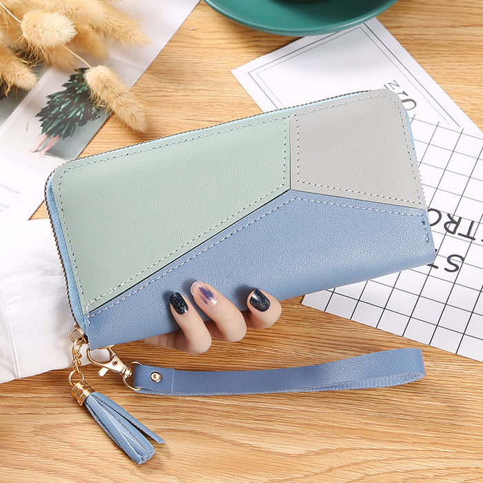 Wholesale Contrast Color Stitching Long Large Capacity Wallet JDC-WT-HongY005